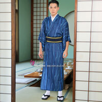 Yukata Nam Nhật Xanh Sọc