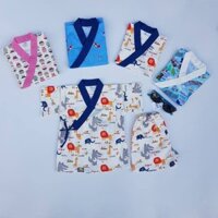 Yukata Ngắn Kem Thú Đen Đỏ