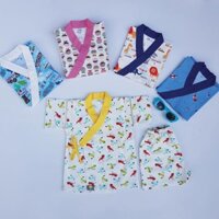 Yukata Ngắn Trắng Chim Nhiều Màu