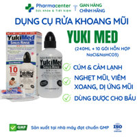 YukiMed Sinus Rinse - Dụng cụ xịt rửa mũi bằng dung dịch muối sinh lý +10 gói hỗn hợp Natri Clorua & Natri Bicarbonat
