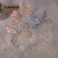 Yunaun Pha Lê Kẹp Tóc Nữ Cô Gái Cô Dâu Cưới Tóc Vuốt Tóc Phụ Kiện Tóc Bướm Lớn Bên Kẹp