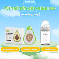 Yunbaby Bình sữa em bé & Túi trữ sữa 30miếng/hộp Mua bình sữa tặng túi sữa bột 180ml Bình sữa thủy tinh chịu nhiệt
