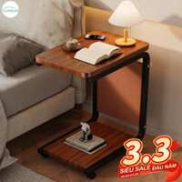 YUNDUN Bàn Trà Cafe Di Động Phòng Khách, Kệ Gỗ Decor Mini, Bàn Nhỏ Đầu Giường Kèm Túi Đựng Sách