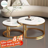 YUNDUN Bộ Bàn Trà Tròn Sofa Bàn Uống Nước Phòng Khách Gỗ Vân Đá Phong Cách Bắc Âu Cổ Điển Sang Trọng