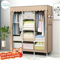 YUNDUN Tủ Vải Lắp Ghép Cao Cấp Tủ Treo Tủ Quần Áo 3 Ngăn Cỡ Lớn Vải Không Dệt Chống Nước