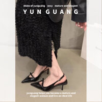 Yunguang Mới Nơ Đóng Mũi Sandal Nữ Phong Cách Hàn Quốc Stiletto Mũi Nhọn