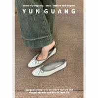 Yunguang Pháp Xuân Thu Phẳng Mùa Xuân Mới Nơ Ballet Đỏ Khỏa Thân Giày Nữ