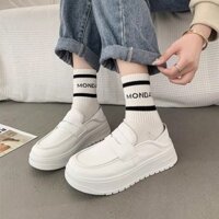 Yunguang Quần lót nữ màu trắng thông thường có gót thấp - Slip-On, đế cao su, lót PU thoáng khí, có nhiều kích cỡ