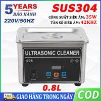 YUNYI Máy rửa trang sức 800ML Máy làm sạch kính bằng sóng siêu âm Máy rửa trái cây tính thời điểm