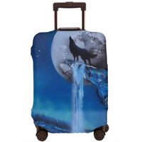 Yuotry Travel Luggage Cover - Mountain Moon Wolf Zipper Suitcase Protector Luggage with Fixed Buckle Fits 18-32 Inch Luggage S