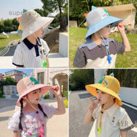 Yur Ngoài Trời Có Còi Kid Nón Chống Tia UV Vành Rộng Mũ Chống Nắng Hoạt Hình Panama Nón Trẻ Sơ Sinh Bé Gái Bé Trai Mũ Chống Nắng