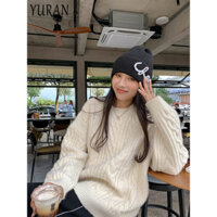 YURAN áo len cardigan áo khoác cardigan Casual Dễ thương Fashion Thời trang WMY23C0D4X 52Z241224