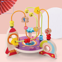 Yuxihon| Đồ chơi phát triển Hạt gỗ Đồ chơi mê cung Khối trái cây đầy màu sắc Đồ chơi mê cung hạt cho trẻ mới biết đi Con lăn giáo dục Coaster Vòng tròn Đồ chơi cho bé trai và bé gái Đồ chơi học tập mầm non