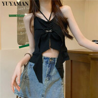 YUYAMAN áo croptop Áo 2 dây áo ba lỗ Thời trang hàn quốc dramatic rực rỡ Fashion ins WCS2430QAU 13Z240326