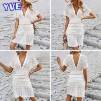 Yve Đồ Bơi Che Áo, Rỗng Ra Rời Chống Nắng Mùa Hè Smock, Thời Trang Cổ Chữ V Kỳ Nghỉ Đi Biển Áo Sơ Mi Nữ