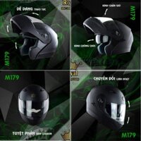 {YWQ CAR parts} MŨ BẢO HIỂM FULLFACE LẬT CẰM 2 KÍNH CHÍNH HÃNG ROYAL M179