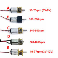 Yy GA12-N20 DC 3V 5V 6V Mini N20 Tất Cả Kim Loại Bánh Răng Bánh Răng Động Cơ 35 / 70 / 100 / 200 / 500rpm Tốc Độ Chậm Động Cơ Giảm Micro Mô-men Xoắn Lớn