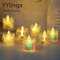 Yylingx 24 Cái Nến LED Không Cháy, Chạy Bằng Pin Có Tay Cầm Đèn LED Điện Tử, Đồ Dùng Tiệc Chiếu Sáng LED Trang Trí Lễ Hội Đèn Nến Bàn Mini Lễ Hội