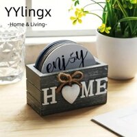 Yylingx 6 Cái / bộ Đế Lót Ly Cách Nhiệt, Bộ Đồ Ăn Nhà Bếp Bằng Gỗ Chống Bỏng, Retro Hộ Gia Đình Nhà Tình Yêu Cốc Khay Trang Trí
