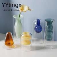 YYlingx Bình hoa treo tường đôi Bình thủy tinh hiện đại