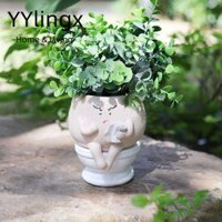 Yylingx Chậu trồng cây giả, Chậu mọng nước nhà vệ sinh bằng nhựa sáng tạo, Quà tặng Người trồng đầu hoa dễ thương ngộ nghĩnh