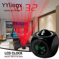 YYlingx Đồng hồ chiếu Đèn ngủ Phát sóng bằng giọng nói Đồng hồ LCD trần kỹ thuật số