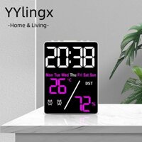 YYlingx Đồng hồ LED kỹ thuật số, Đồng hồ treo tường điện tử treo tường đa chức năng, Đồng hồ bàn hiển thị ngày DST nhiệt độ cho phòng ngủ