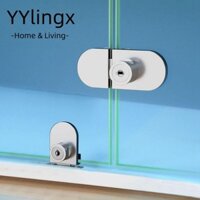 YYlingx Khóa cửa kính Khóa hiển thị tủ trượt mở đôi bằng thép không gỉ không đục lỗ