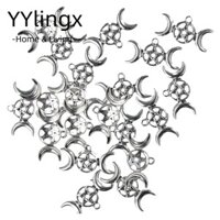 YYlingx Mặt dây chuyền nữ thần mặt trăng, Bạc cổ 80 miếng Bùa mặt trăng Pentagram, Phụ kiện vòng cổ phong cách cổ điển Hợp kim 29 * 15mm Nữ thần mặt trăng ba quyến rũ cho đồ thủ công DIY