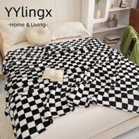 Yylingx Ngủ Chăn, Chăn Flannel Sang Trọng Checkerboard, Ấm Áp Có Thể Đảo Ngược 100x150cm Chăn Bốn Mùa Dày Phòng Ngủ Sofa