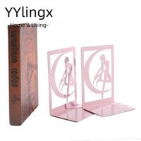 YYlingx Yylingx 2 Chiếc Thủy Thủ Mặt Trăng Bookend, Nghệ Thuật Rỗng Ra Để Bàn Lưu Trữ Bookends, Phim Hoạt Hình Kim Loại Trang Trí Văn Phòng