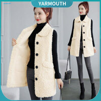 Yyr _ Áo Vest nữ đa năng Áo Vest không tay Áo khoác lông cừu ấm cúng Áo khoác cho nữ Áo ghi lê dài vừa và ấm áp có túi Hoàn hảo cho mùa thu đông
