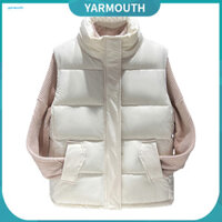 Yyr _ Women Áo khoác Vest nhẹ Áo ghi lê nữ Áo khoác mùa đông không tay sành điệu có túi và cổ đứng cho thể thao ngoài trời Áo ghi lê nữ có màu trơn