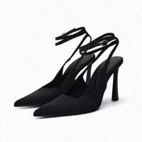 Za Summer Sản phẩm mới Giày nữ màu đen buộc dây cao gót 8752346 752