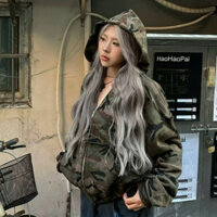 ZA017 Áo khoác rằn ri cao cấp mũ trùm đầu rộng rãi kèm khóa kéo kim loại thời trang cá tính