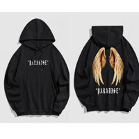Zaful Nam Phong Cách Gothic Chữ PARADISE Wings Họa Tiết Kangaroo Bỏ Túi Áo Hoodie