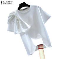 Zanzea Áo thun nữ cổ tròn tay ngắn kiểu chữ H thời trang Hàn Quốc