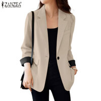 Zanzea Nữ Hàn Quốc Áo Blazer chặn màu lật ba phần tư tay áo