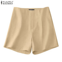 Zanzea Nữ Hàn Quốc Màu Trơn Dây Kéo Xếp Ly Quần ngắn ống rộng