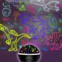 Zaofahua 1 Đèn Máy Chiếu Khủng Long Cho Trẻ Em, Đèn Ngủ Khủng Long 5.7 * 5.1 Inch Màu Đen, Bóng Đèn PVC Xoay Im Lặng Đèn Ngủ Trẻ Em