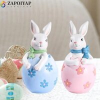 Zappoiyap Thỏ Trứng Ôm Tượng Nhựa Thủ Công Trứng Phục Sinh Trang Trí Kệ Sách Tủ