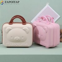 Zappoiyap Vali Di Động Dung Tích Lớn Thời Trang 14 inch Bảo Quản Hộp Vệ Sinh Có Khóa Mật Khẩu Hộp Đựng Mỹ Phẩm Rilakkuma Gấu Hoạt Hình Du Lịch