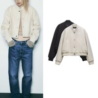 Zara Áo Khoác Bóng Chày Cổ Đứng Dáng Rộng Thời Trang Mùa Thu Cho Nữ 3046272