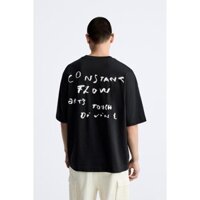 Zara Áo thun ngắn tay cổ tròn in hình thời trang Mỹ mới dành cho nam 6224436