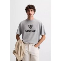 Zara Áo thun ngắn tay cổ tròn in hình Cotton nguyên chất mới dành cho nam