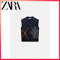 Zara Áo Vest dệt kim kim kim cương mới dành cho nữ