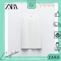 Zara Auth Áo ba lỗ dài trắng size S vải poly