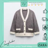 Zara Auth Áo khoác len Cardigan nữ xám tay lửng size s