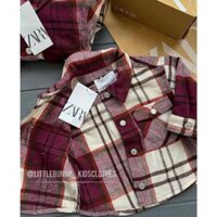 ZARA AUTH Áo sơ mi dạ kẻ bé gái 12-18m