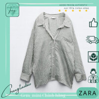 Zara Auth Áo sơ mi nữ sọc đen trắng size S M form rộng